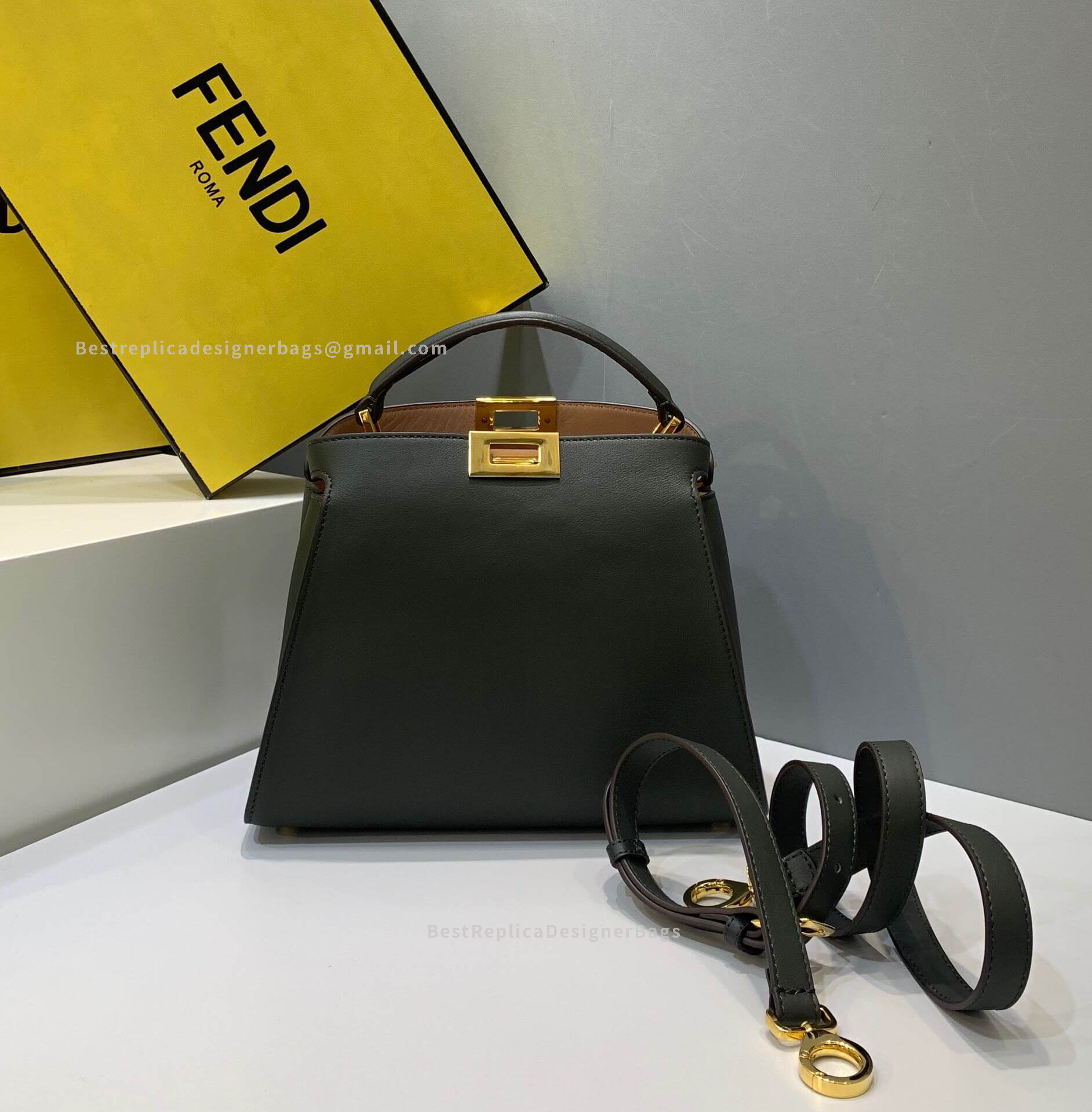 Fendi Peekaboo Iconic Essentially Black And Nude Leather Bag 302
